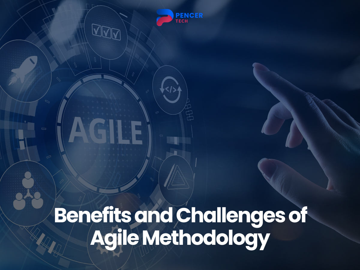 A hand reaching towards a digital interface displaying "AGILE," surrounded by icons representing Agile methodology.